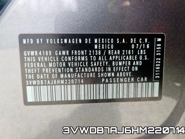 3VWDB7AJ6HM220714 фото 2