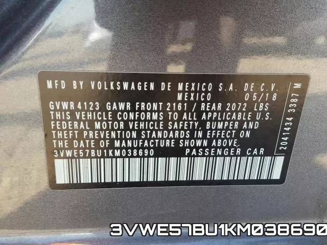 3VWE57BU1KM038690 фото 2