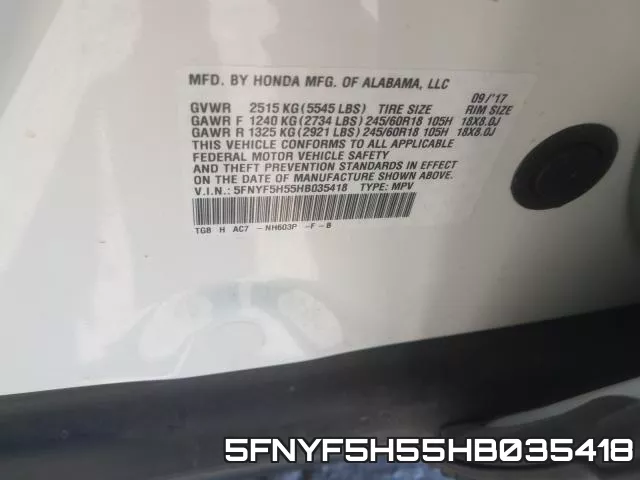 5FNYF5H55HB035418 фото 2