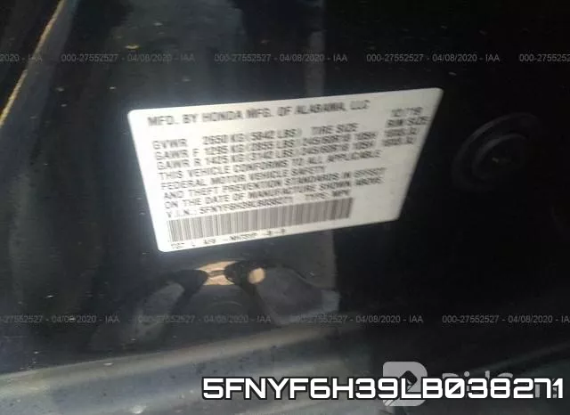 5FNYF6H39LB038271 фото 10