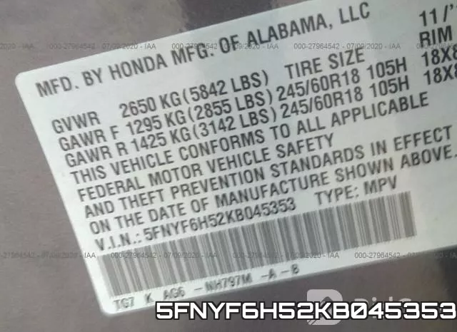 5FNYF6H52KB045353 фото 10