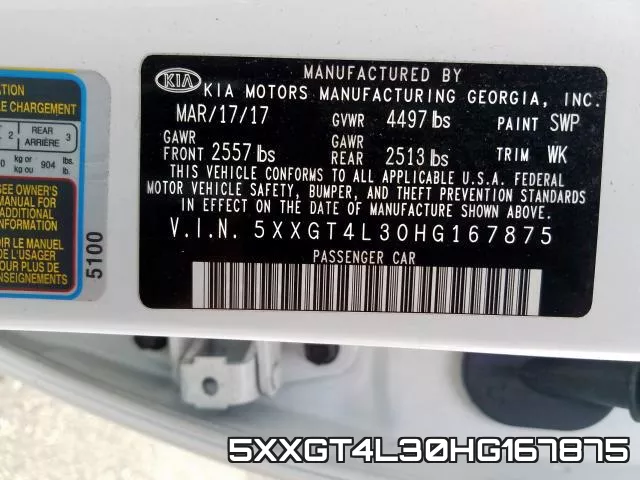 5XXGT4L30HG167875 фото 2