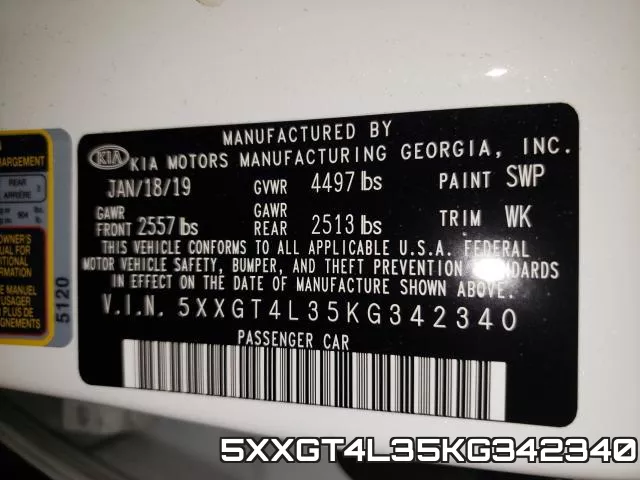 5XXGT4L35KG342340 фото 2