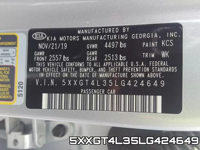 5XXGT4L35LG424649 фото 2