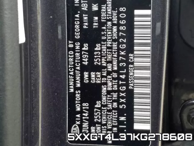 5XXGT4L37KG278608 фото 2