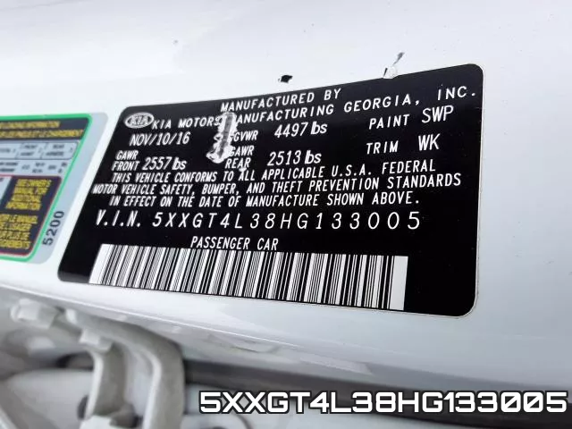 5XXGT4L38HG133005 фото 2