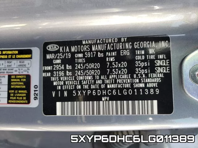 5XYP6DHC6LG011389 фото 2