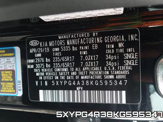 5XYPG4A38KG595347 фото 2