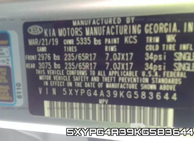 5XYPG4A39KG583644 фото 10