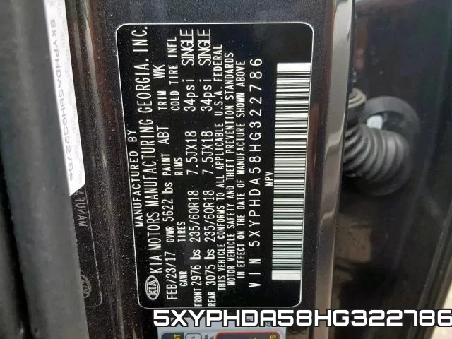 5XYPHDA58HG322786 фото 2