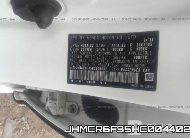 JHMCR6F35HC004402 фото 9