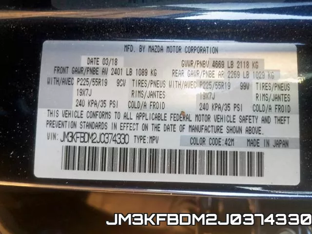JM3KFBDM2J0374330 фото 2
