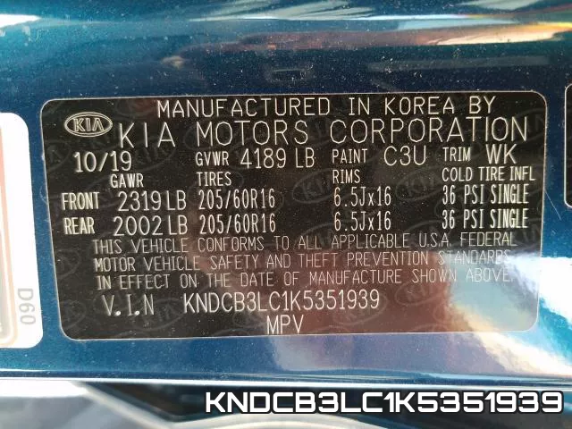 KNDCB3LC1K5351939 фото 2