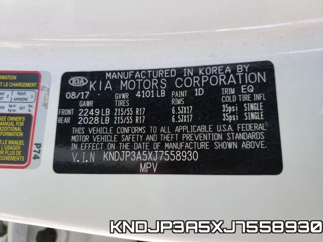 KNDJP3A5XJ7558930 фото 2
