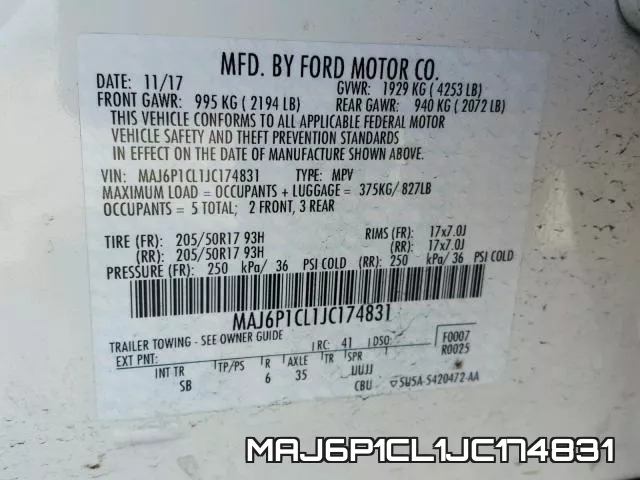 MAJ6P1CL1JC174831 фото 2