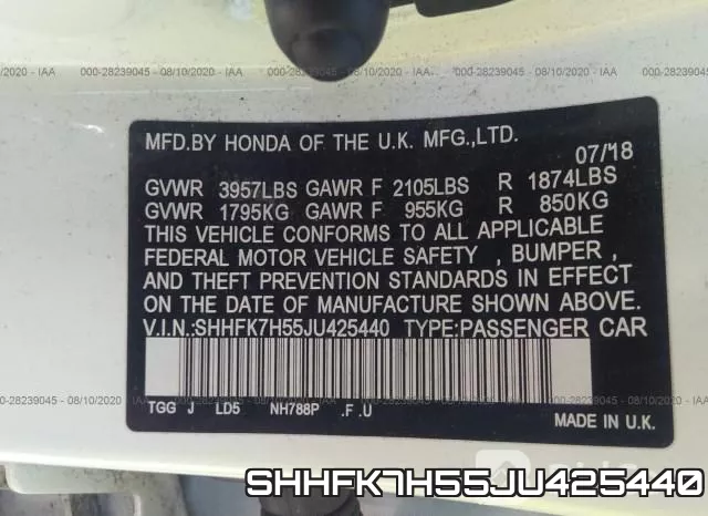 SHHFK7H55JU425440 фото 10