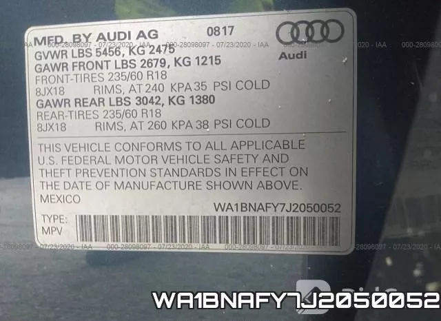 WA1BNAFY7J2050052 фото 10