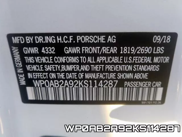 WP0AB2A92KS114287 фото 2