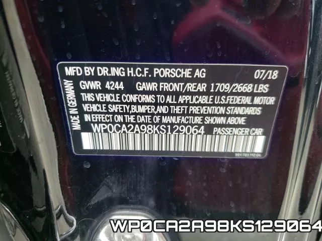 WP0CA2A98KS129064 фото 2