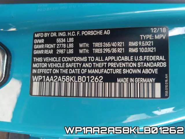 WP1AA2A58KLB01262 фото 2