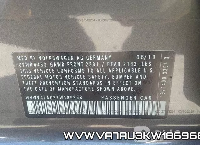 WVWVA7AU3KW186968 фото 10