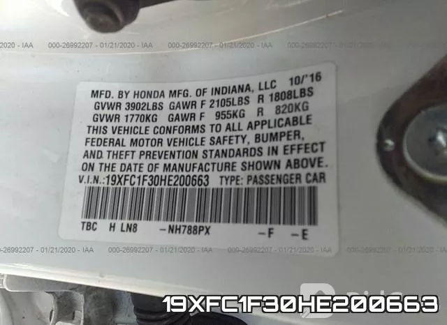 19XFC1F30HE200663 фото 10