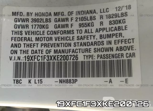 19XFC1F3XKE200726 фото 10