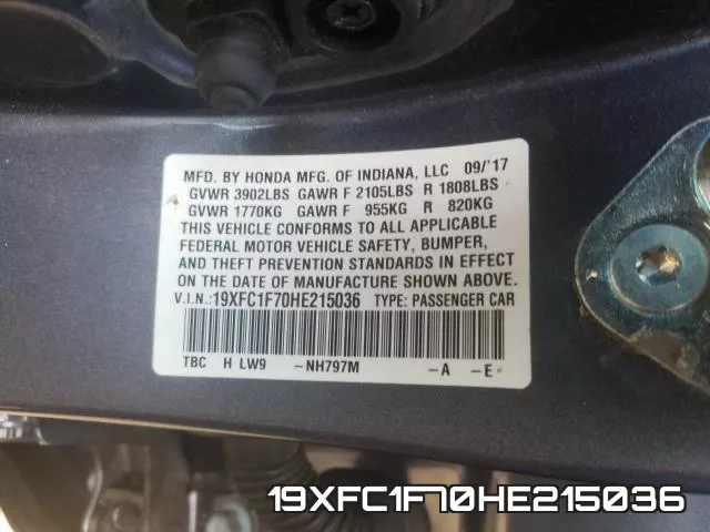 19XFC1F70HE215036 фото 2