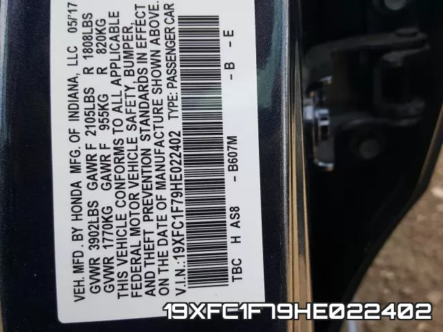 19XFC1F79HE022402 фото 2