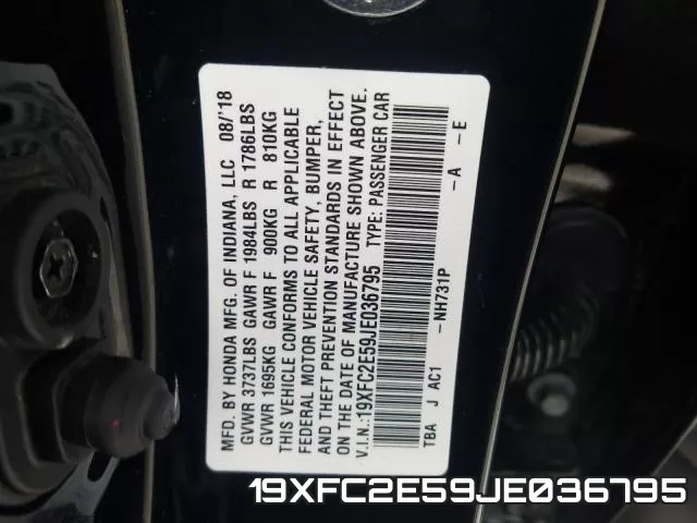 19XFC2E59JE036795 фото 2