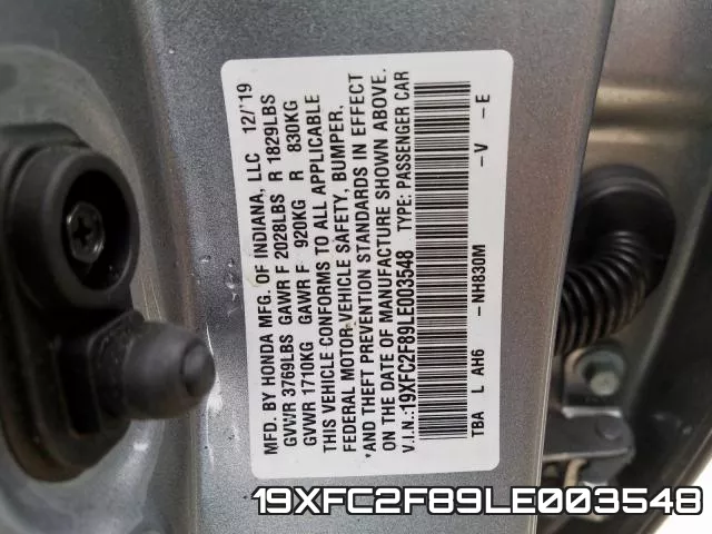 19XFC2F89LE003548 фото 2