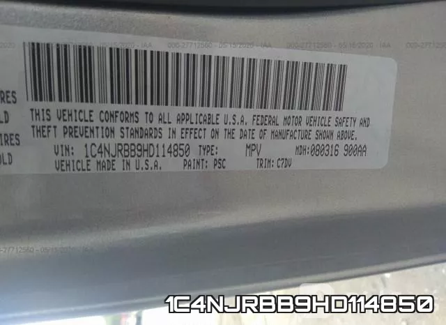1C4NJRBB9HD114850 фото 10
