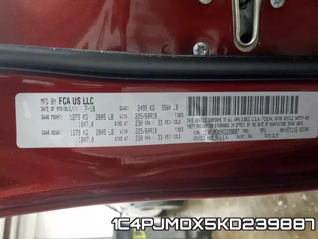1C4PJMDX5KD239887 фото 2