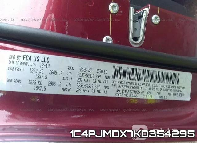 1C4PJMDX7KD354295 фото 10