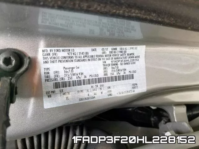 1FADP3F20HL228152 фото 2