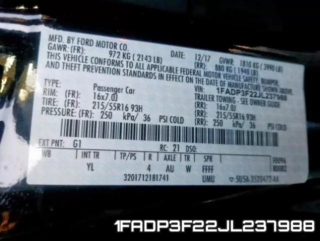 1FADP3F22JL237988 фото 2