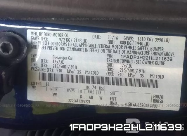 1FADP3H22HL211639 фото 10