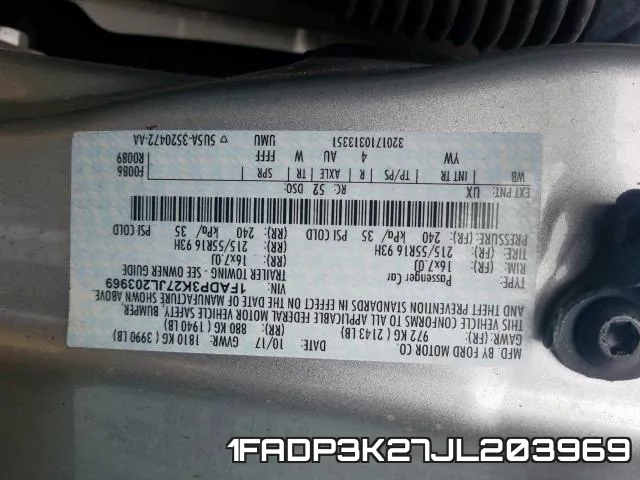 1FADP3K27JL203969 фото 2