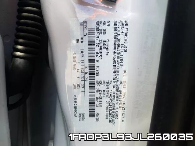 1FADP3L93JL260035 фото 2