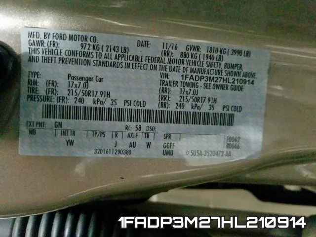1FADP3M27HL210914 фото 2