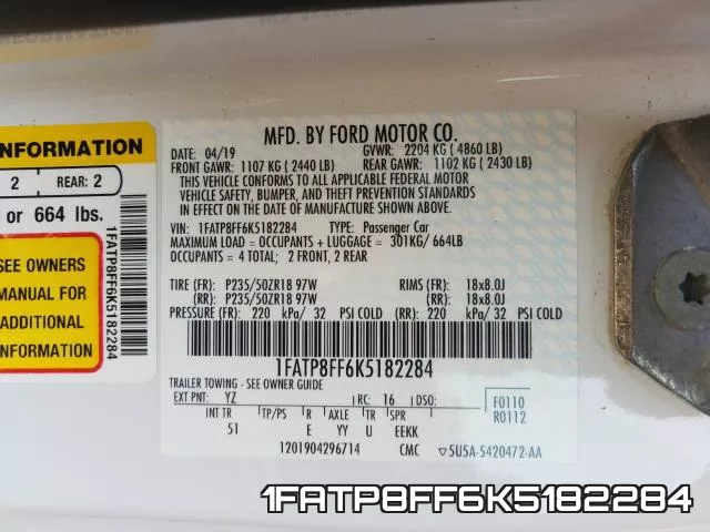 1FATP8FF6K5182284 фото 2