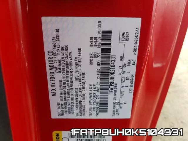 1FATP8UH0K5104331 фото 2