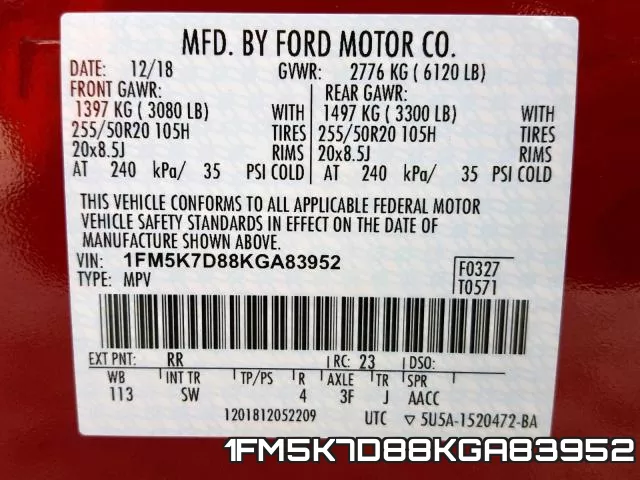 1FM5K7D88KGA83952 фото 2