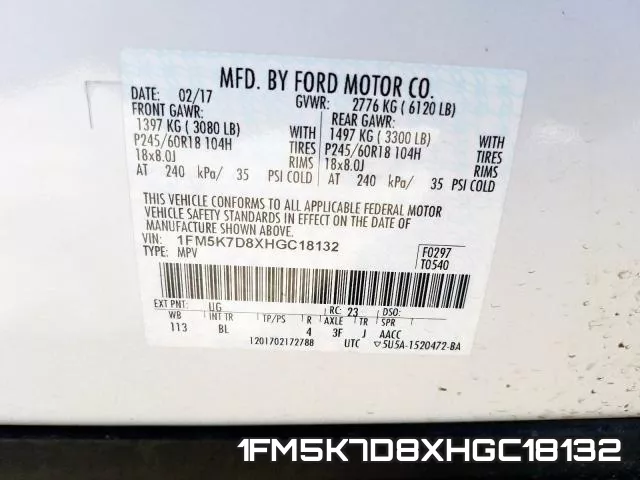 1FM5K7D8XHGC18132 фото 2
