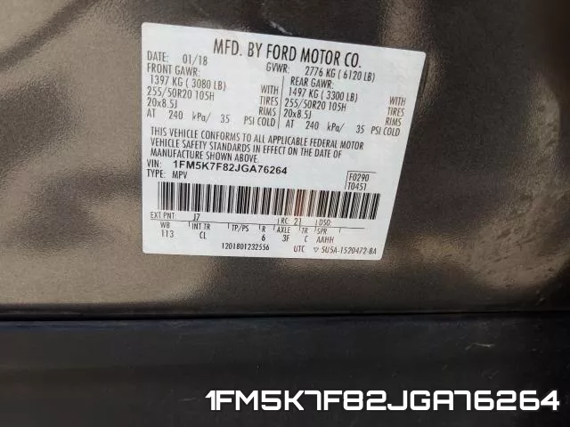 1FM5K7F82JGA76264 фото 2