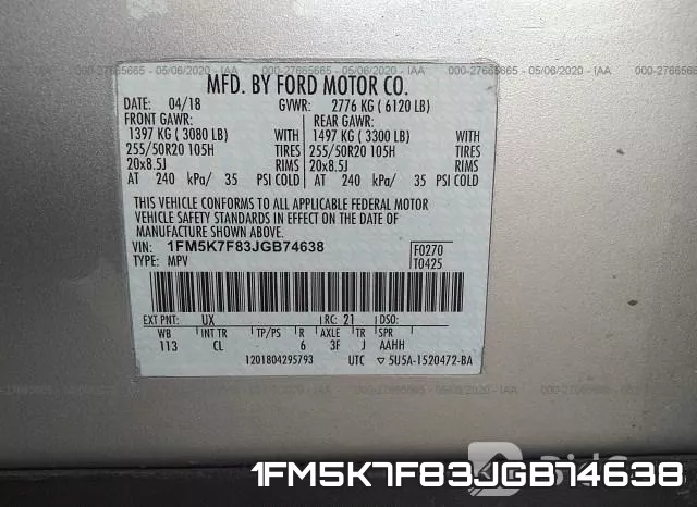 1FM5K7F83JGB74638 фото 10