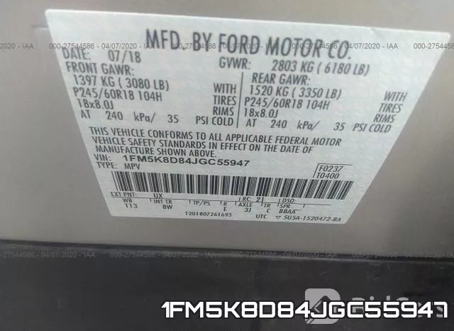 1FM5K8D84JGC55947 фото 10