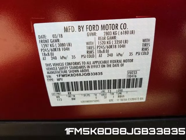 1FM5K8D88JGB33835 фото 2