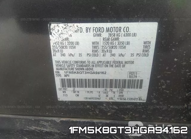 1FM5K8GT3HGA94162 фото 10