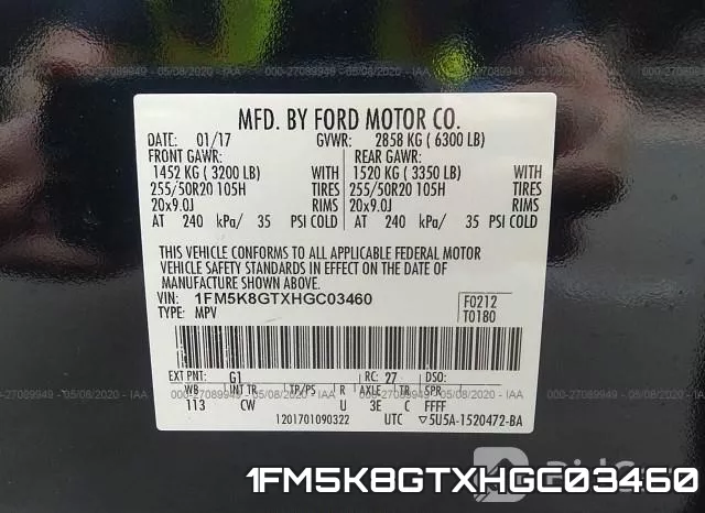 1FM5K8GTXHGC03460 фото 10